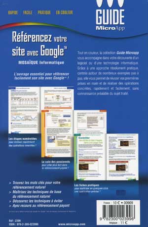 Livre Référencez votre site avec Google - MOSAIQUE Informatique (Alain Mathieu et Dominique Lerond) - Nancy - 54 - Meurthe et Moselle - Lorraine